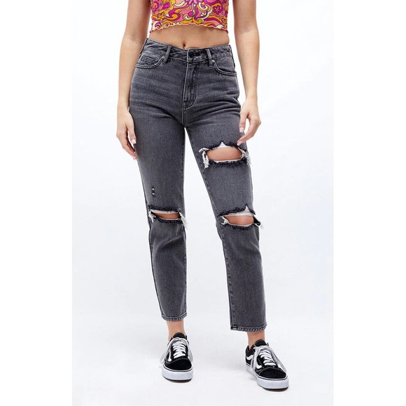 PacSun Denim - NWOT Pacsun Faded Black Wash Denim Distressed Ripped Mom Jeans Women's 29